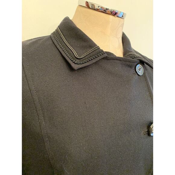 Size 44 (12) Feraud Black Womens Blazer Jacket Braided Trim Vintage Wool Blend - Picture 8 of 12